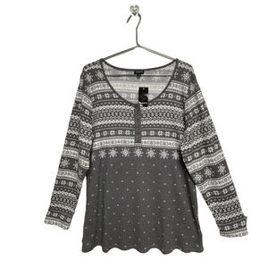 Torrid Snowflake Grey White Waffle Women's Long Sleeve Tee - Size 3 - 3X - NWT